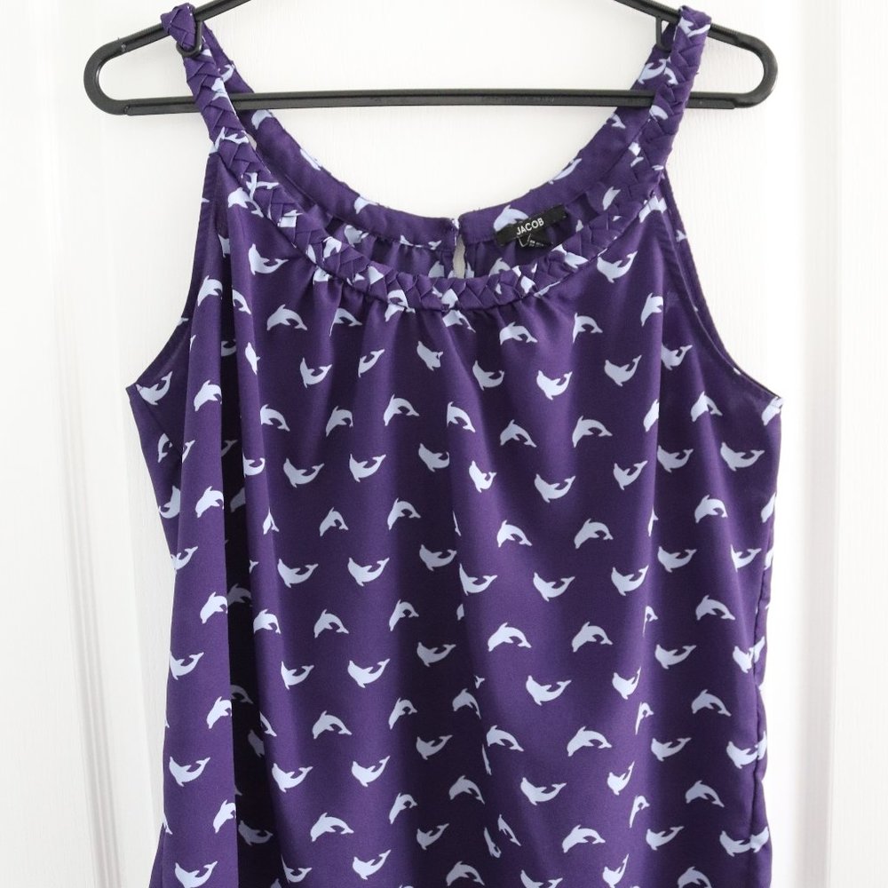 Purple Tank Top with Dolphins